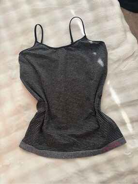 Striped Gray & Black Spaghetti Strap Tank Top